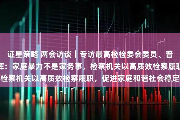 证星策略 两会访谈｜专访最高检检委会委员、普通犯罪检察厅厅长侯亚辉：家庭暴力不是家务事，检察机关以高质效检察履职，促进家庭和谐社会稳定